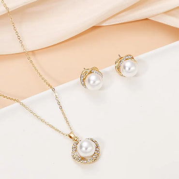Gold-Color Pearl Jewelry Set
