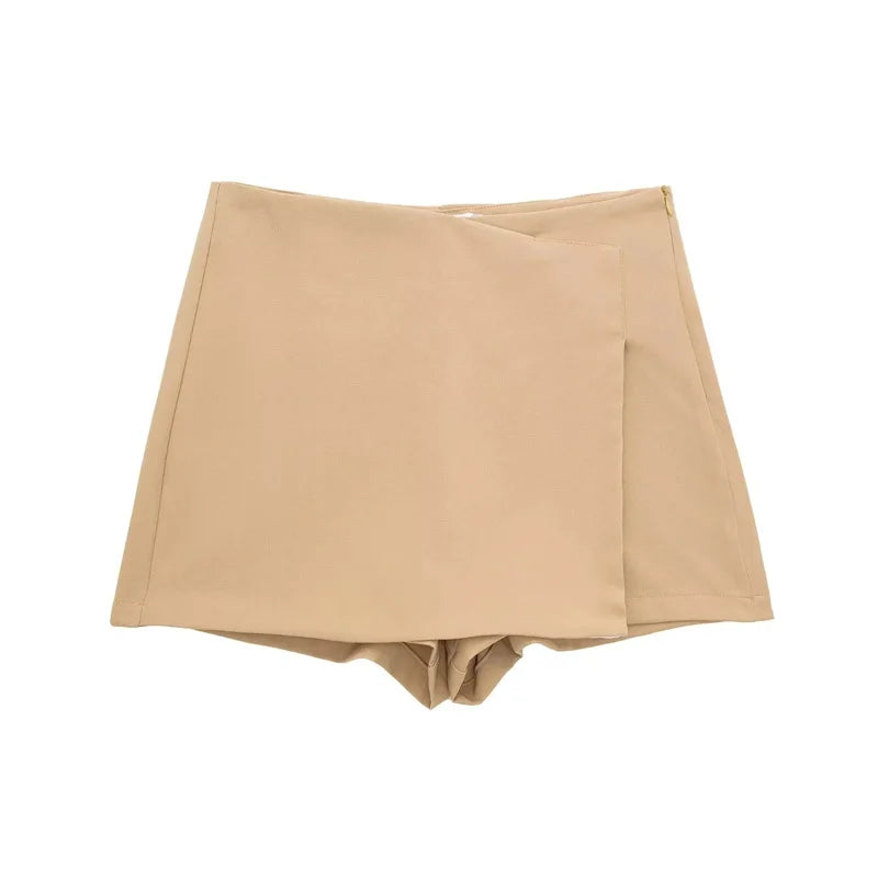 High Waist Mini Asymmetric Skort