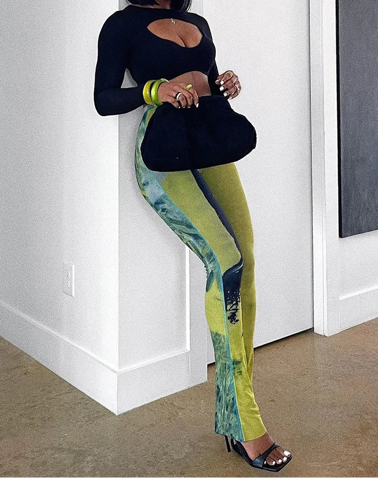 Mesh Tie Dye Straight Pants