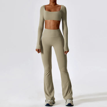 Square Neck Crop Top+ Wide Leg Pants Set