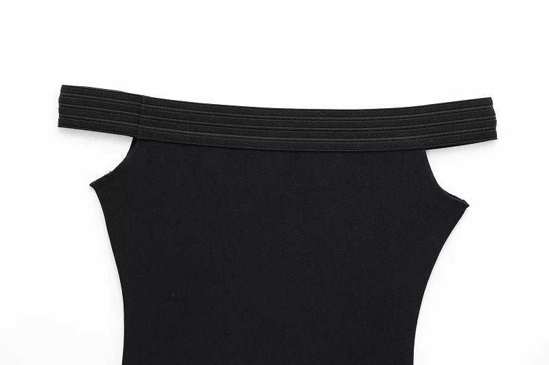 Black off Shoulder Sleeveless Bodysuit