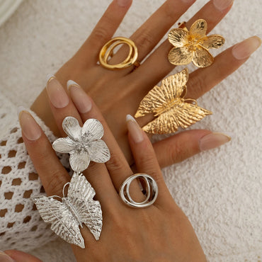 5 Styles Creative Boho Metal Butterfly Flower Ring