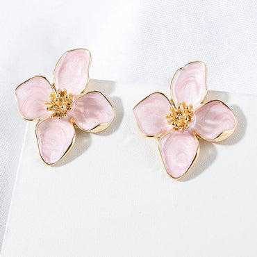 Flower Stud Pink White Flower Earring