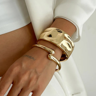 Geometric Women Chunky Heavy Metal Cuff Bracelet