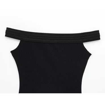 Black off Shoulder Sleeveless Bodysuit