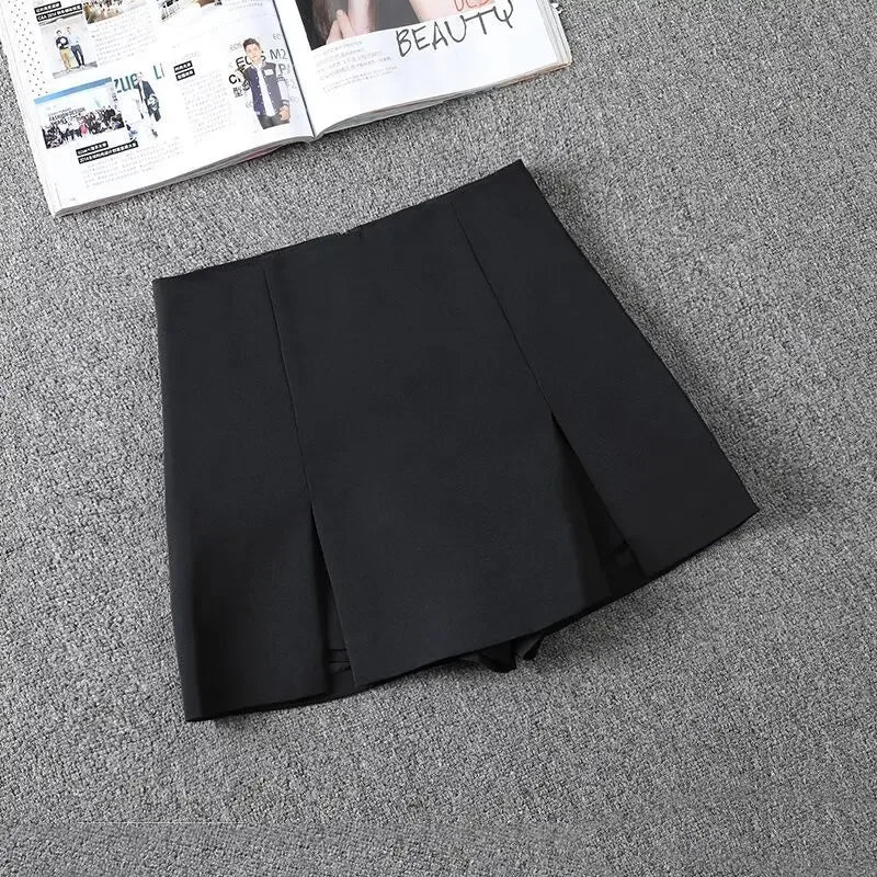 High-waisted A- line Split Short Skirt