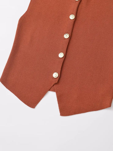 Sleeveless Tailored Cropped Vest