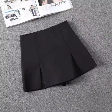 High-waisted A- line Split Short Skirt