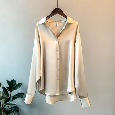 Overshirt Satin Korean Style Shirt