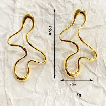 Minimalist Irregular Hollow Geometry Metal Earrings