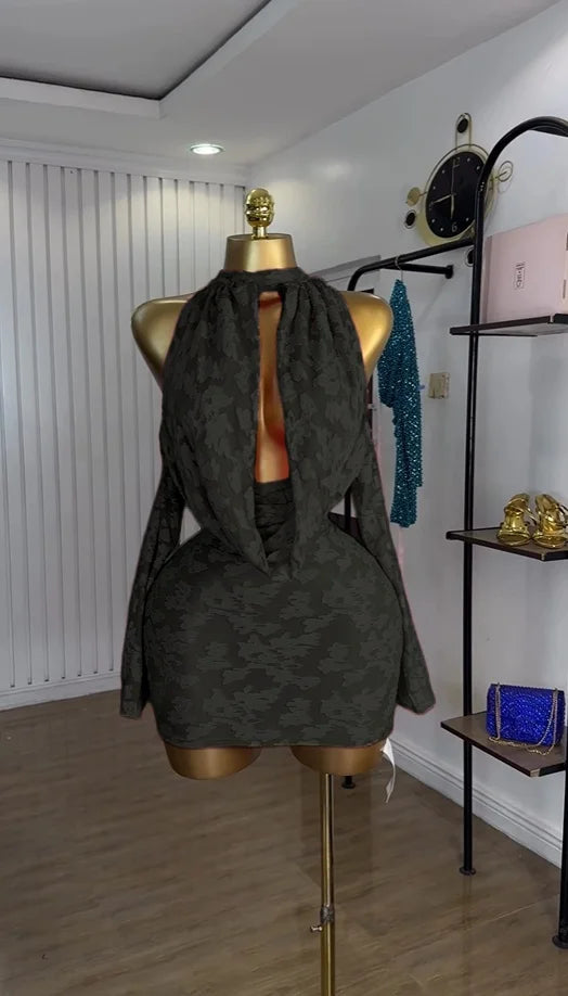 Floral Bodycon Backless Mini Dress