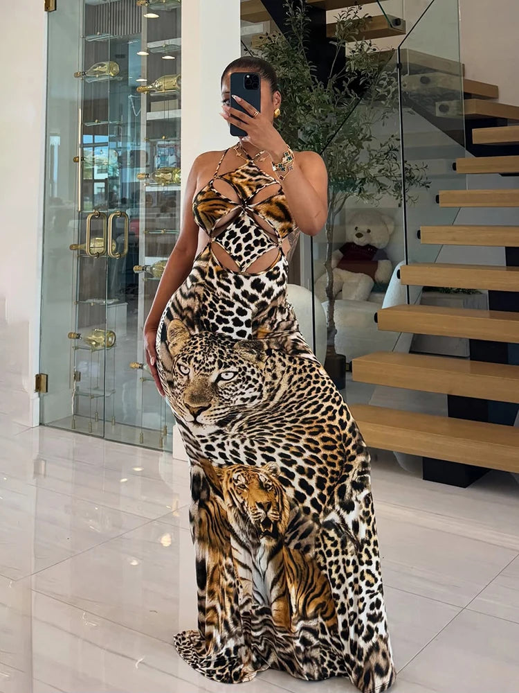 Jungle Fever Hollow Out Maxi Dress