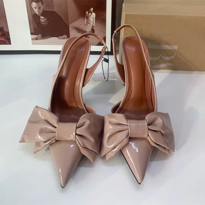 Slingback Butterfly-knot Pointed toe Thin Heels