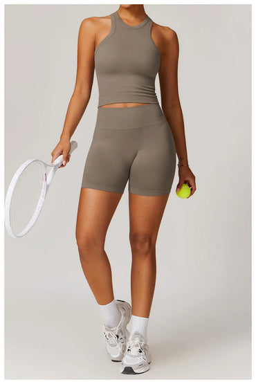 2pcs Seamless Yoga Short / Leggings Set