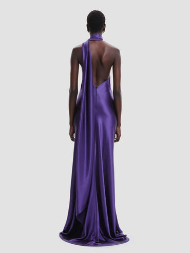Royal Orchid Satin Gown
