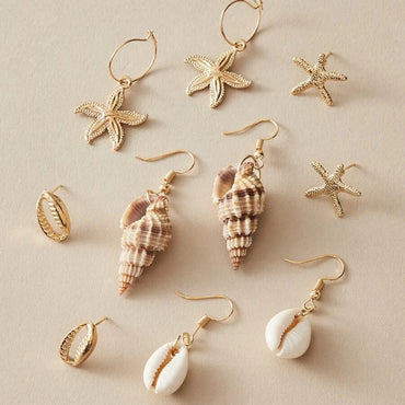 Starfish Conch Design Earring Set