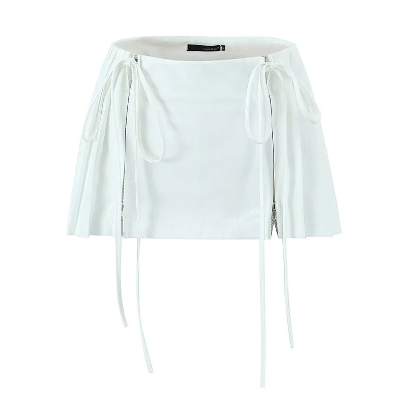 Tie Me Up Pleated Mini Skirt