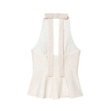 Striped Halter Backless Top Vest