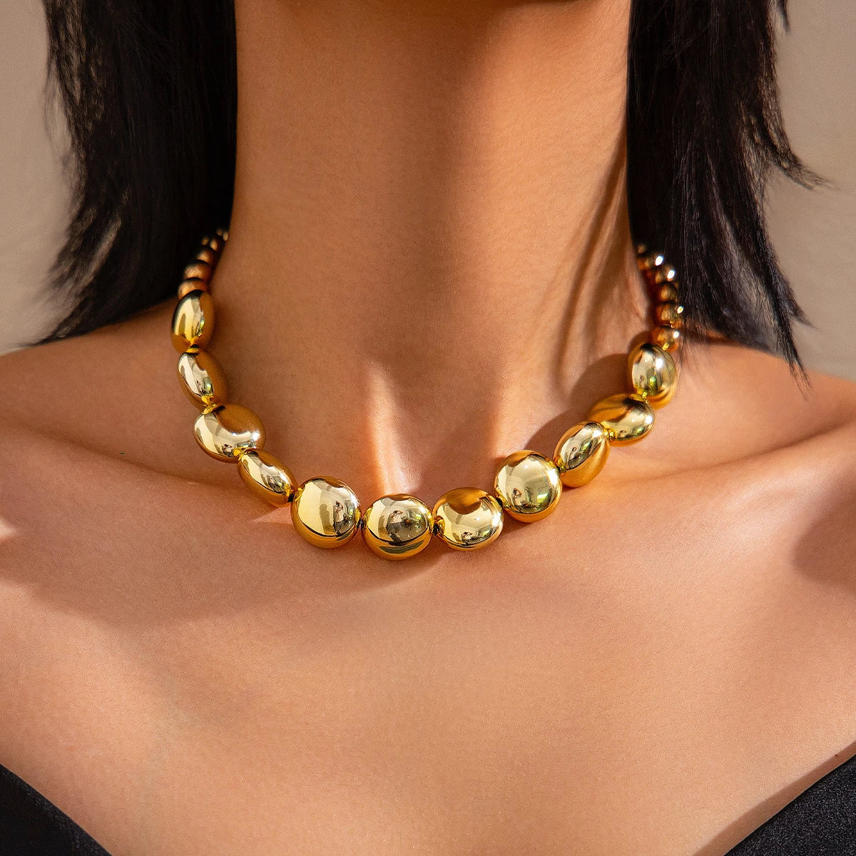 Irregular Geometric CCB Beads Choker Necklace Charm Bracelet Set