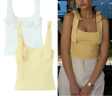 Shoulder Bow Sleeveless Top