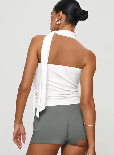 Sleeveless High Neck Tie Top