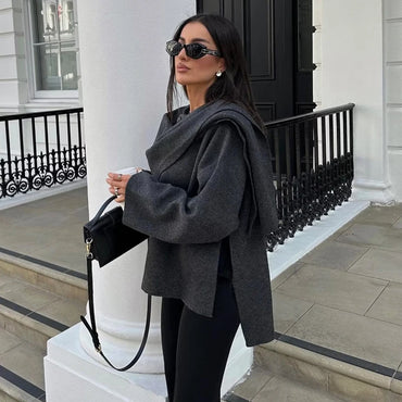 Cold Shoulder Chic Wool Coat