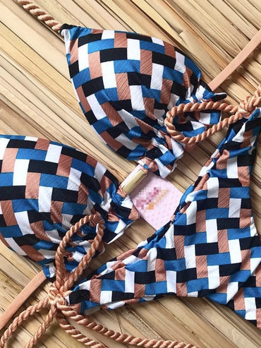 Striped Bikini Knotted Swimsuit