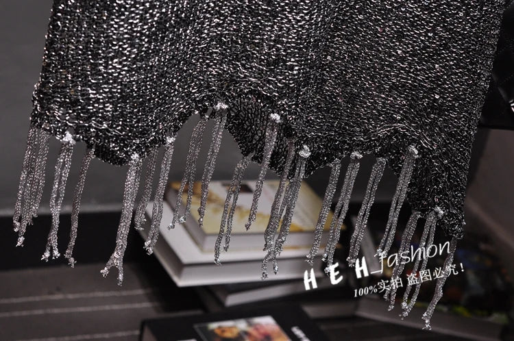 Shiny Gold Silver Knitted Tank Tops