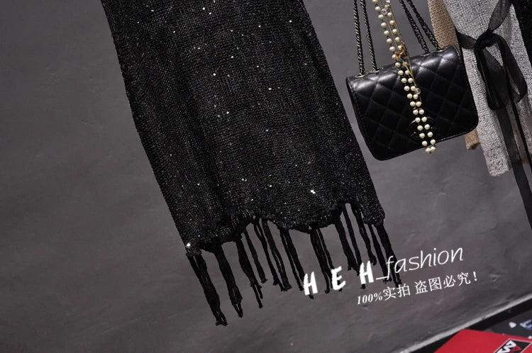 Shiny Gold Silver Knitted Tank Tops