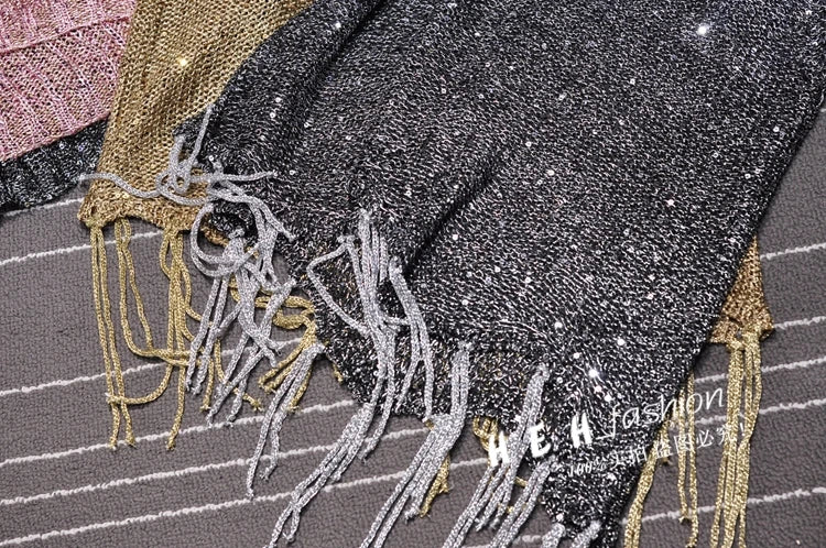 Shiny Gold Silver Knitted Tank Tops