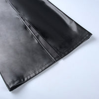 High Waist Bodycon Slit Leather Long Skirt