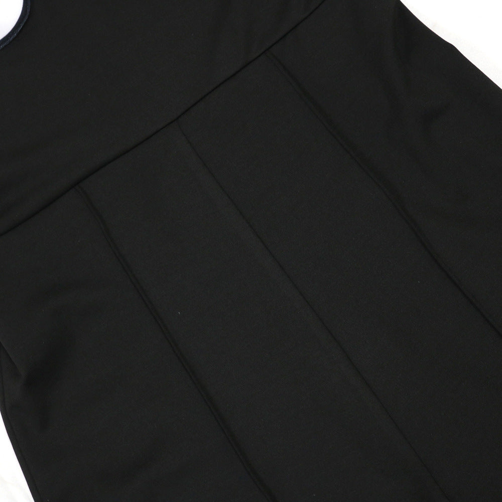 V-Neck Wide Leg  Sleeveless  Patchwork Jumpsuit