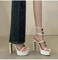 Platform Wedge Colorful Gem Ultra High Heels