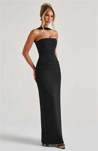 Scarf Collar Strapless Sexy Maxi Dress