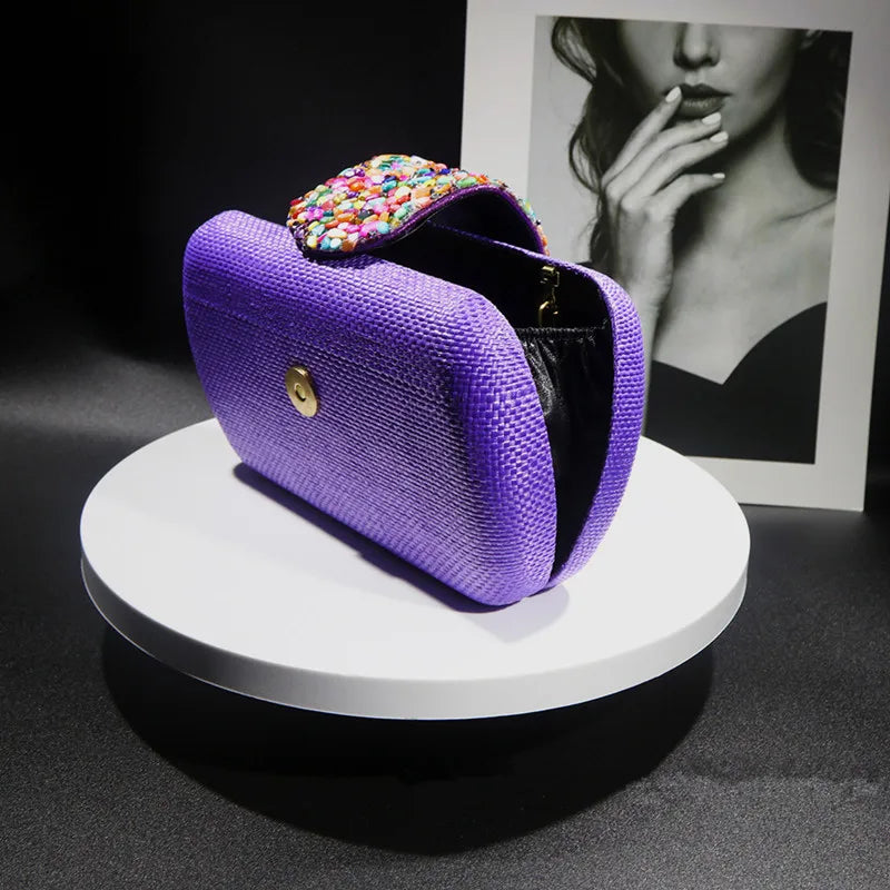 Woven Crossbody  Evening Clutch Bag