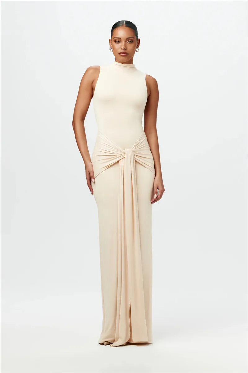 Half High Collar Irregular Tank Dress