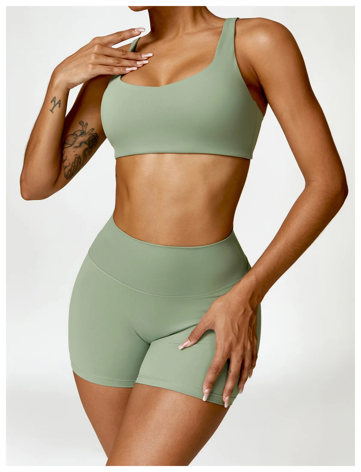 Square Neck Long Sleeve Seamless Activewear Set