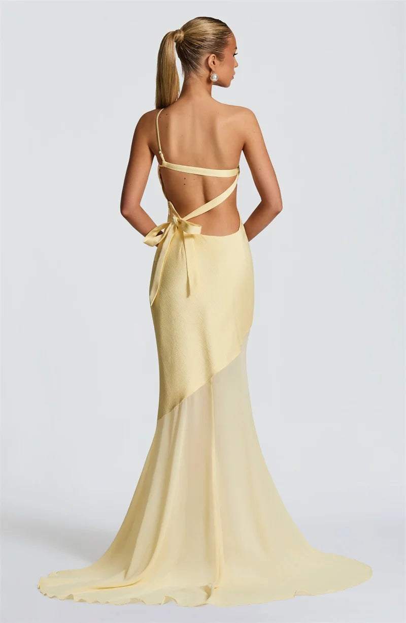 One Shoulder Backless Sexy Maxi Dress