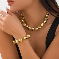 Irregular Geometric CCB Beads Choker Necklace Charm Bracelet Set