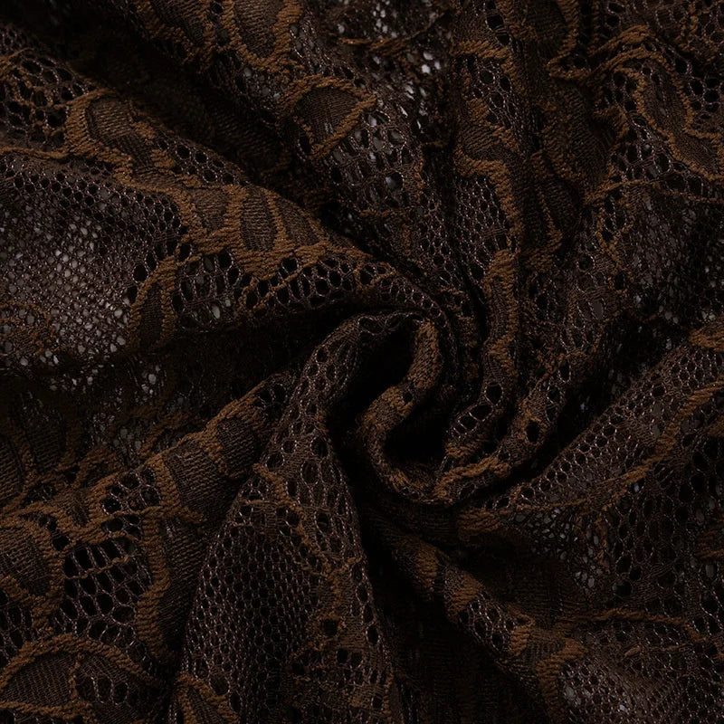 One Shoulder Lace See Through Sexy Maxi Dress