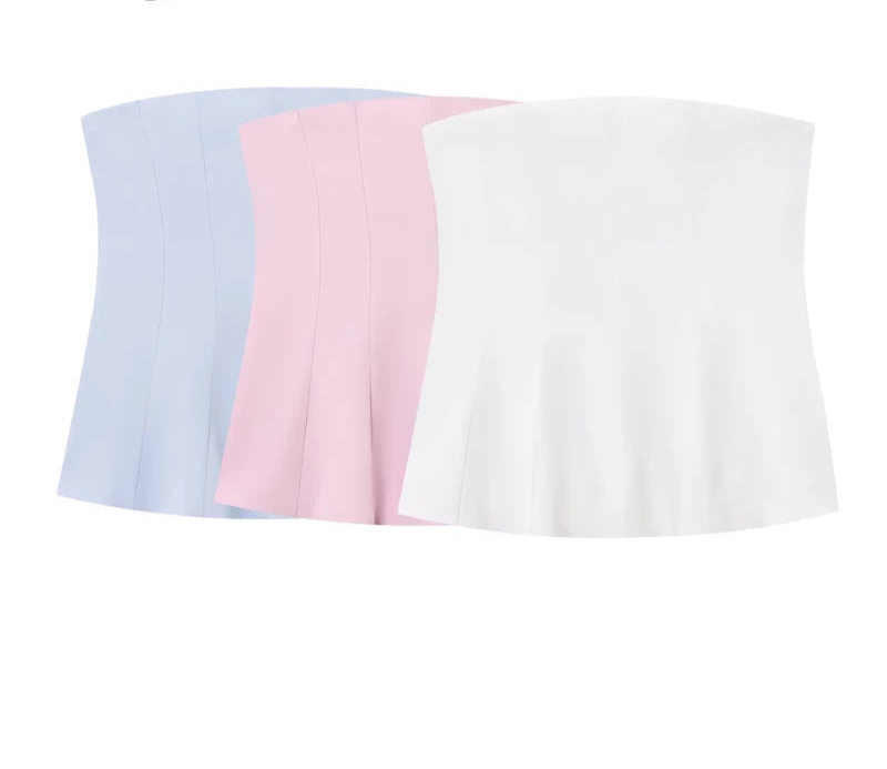White Pink Bustier Camisole Tube Tops