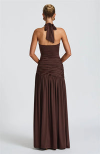 Elegant Halter Bodysuit And Skirt Maxi Dress Set
