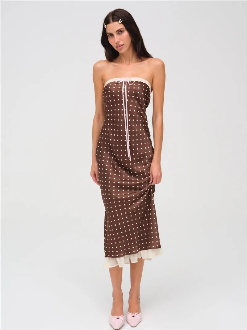 Lace Strapless Backless Sexy Midi Dress