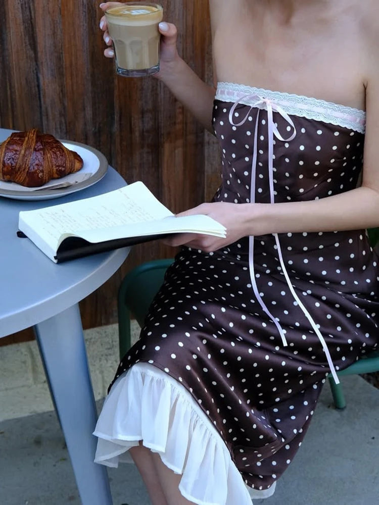 Lace Strapless Backless Sexy Midi Dress