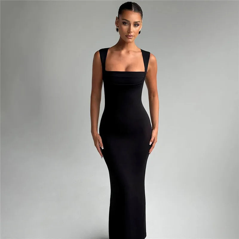Square Collar Sleeveless Sexy Maxi Dress