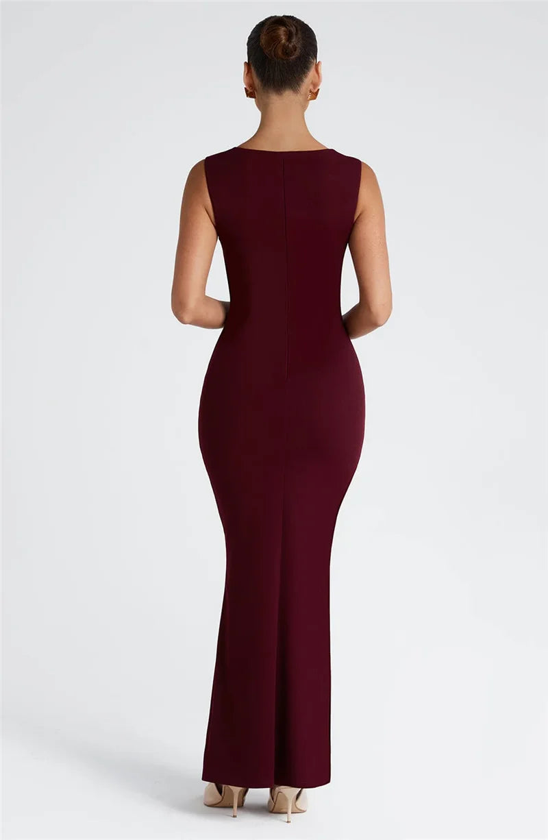Square Collar Sleeveless Sexy Maxi Dress