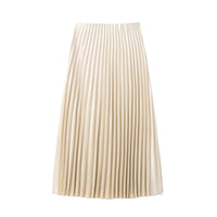 Pleated Long Draped Satin Midi Skirt