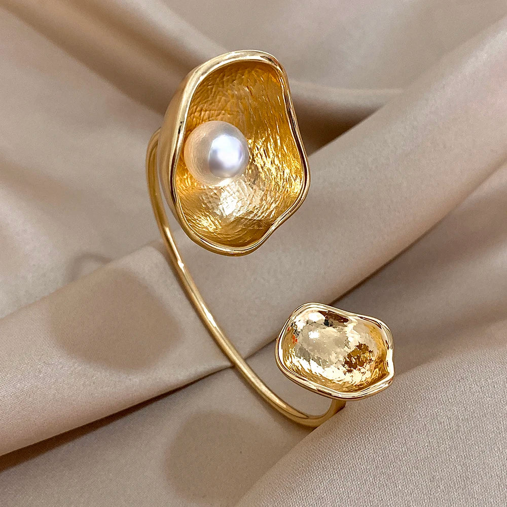 Double Flower Cuff Bracelet