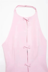 Bow Rhinestone Cut Out Backless Top