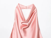 Satin Halter Backless Top